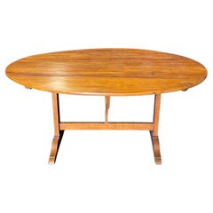 Large Oval French 19th Century Vigneron or Tilt-Top Wine Tasting Walnut Table
