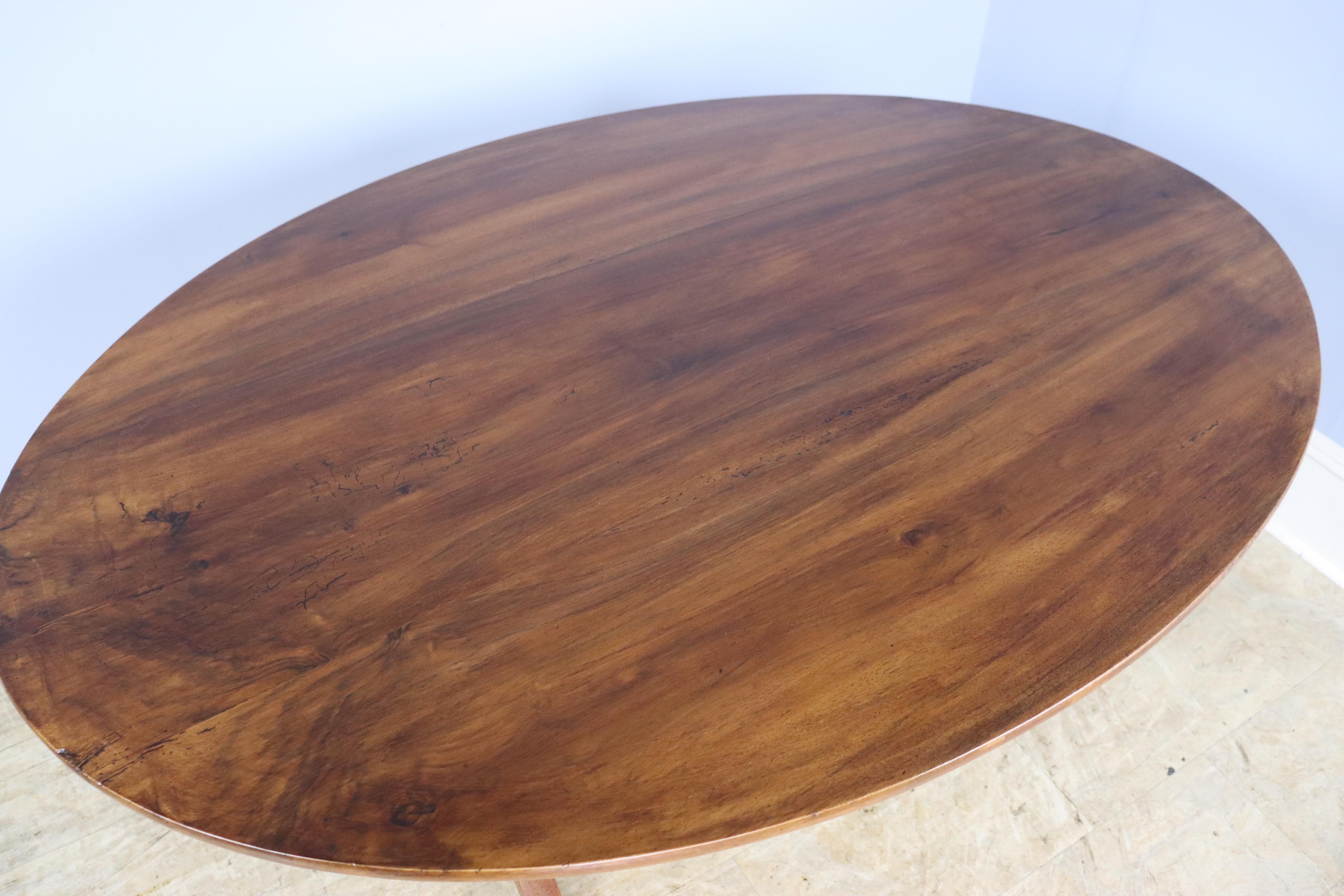 Large Oval Fruitwood TiltTop Vendage Dining Table In Good Condition In Port Chester, NY
