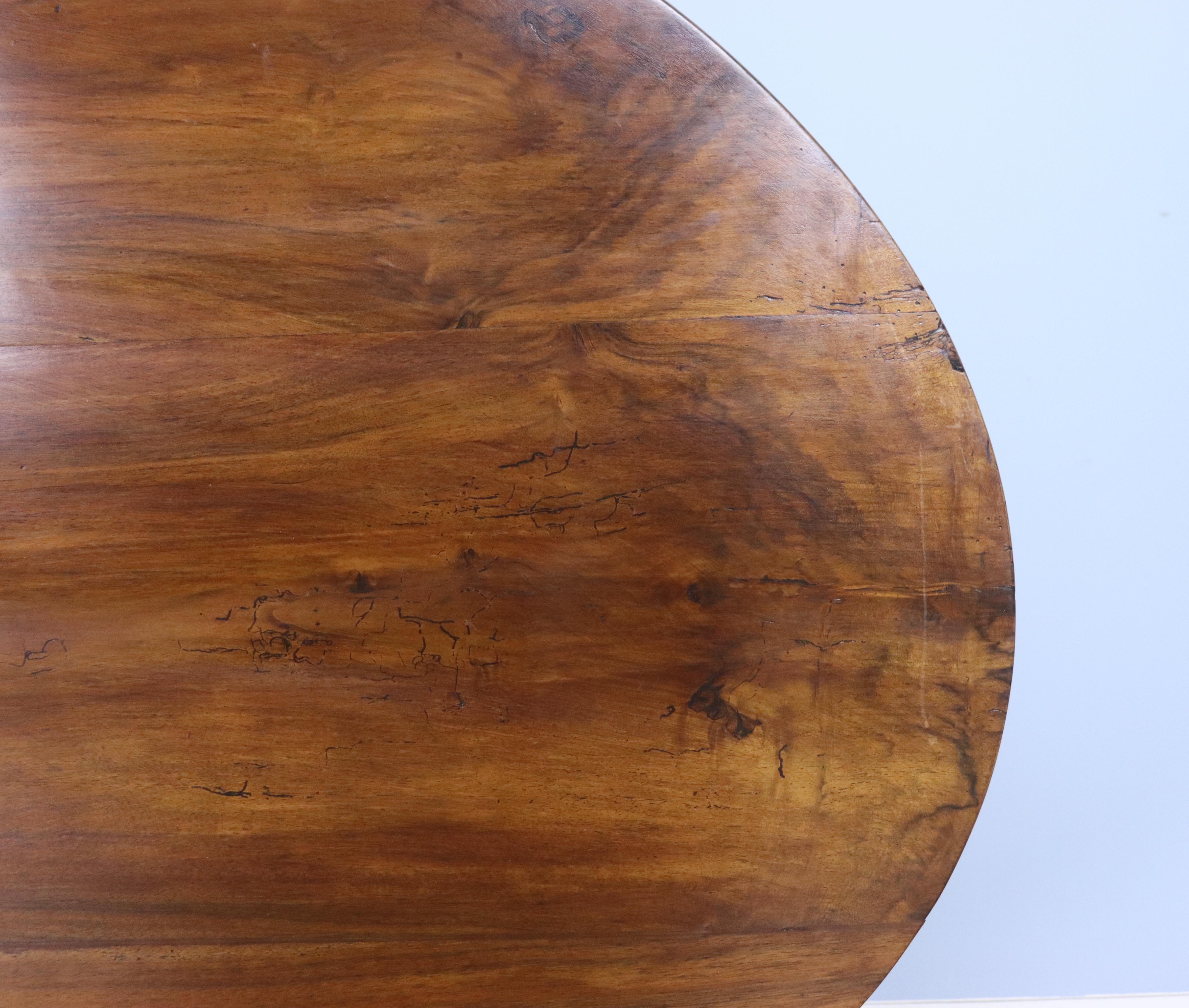 19th Century Large Oval Fruitwood TiltTop Vendage Dining Table