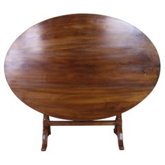 Grande table de salle à manger ovale en bois de fruitier à plateau basculant Vendage