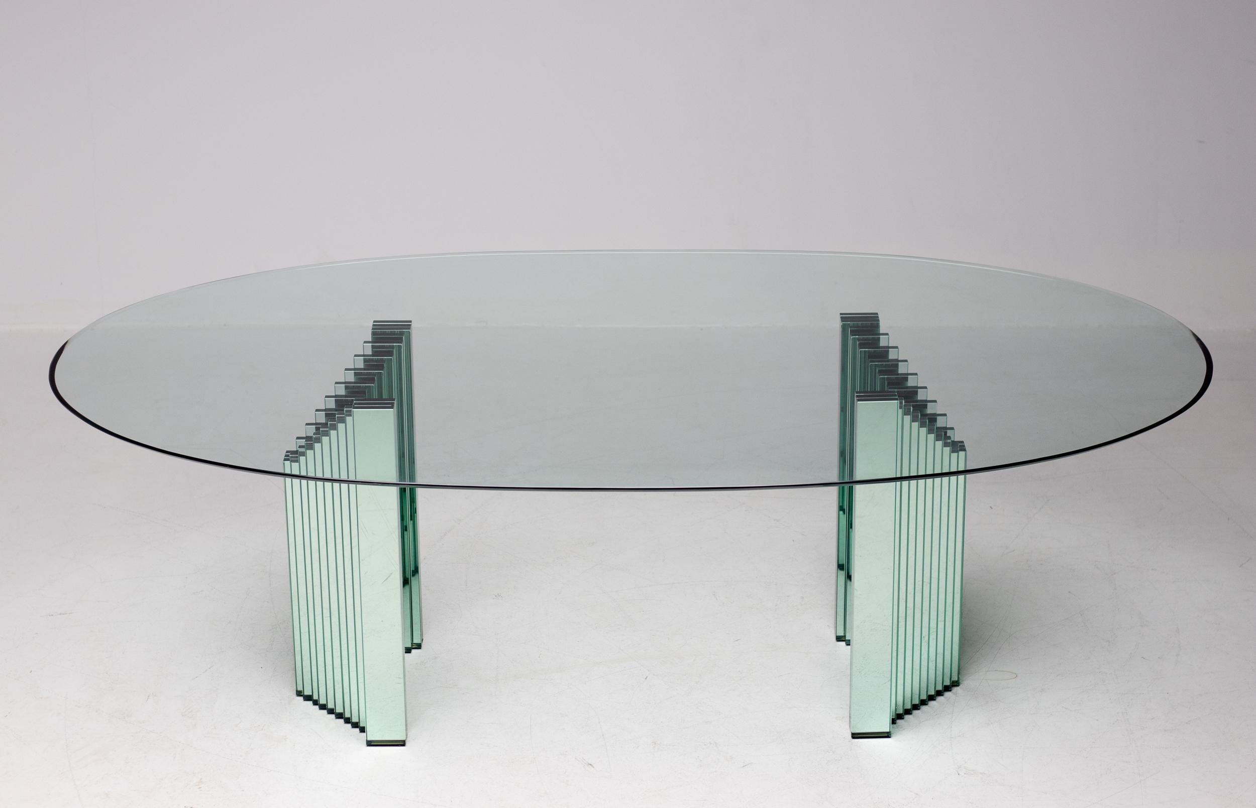 Large Oval Glass Dining Table by Luigi Massoni 5