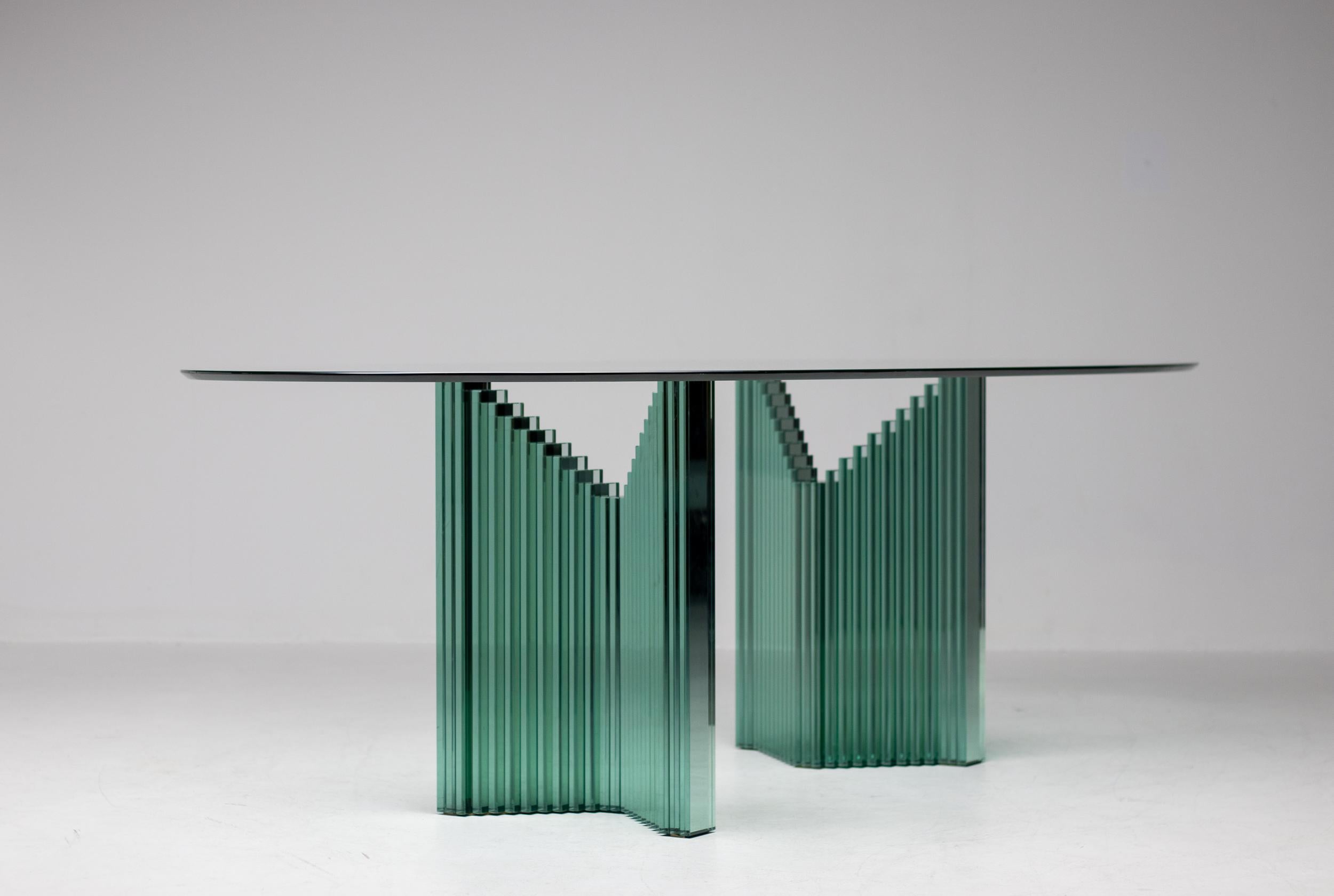 Large Oval Glass Dining Table by Luigi Massoni 6
