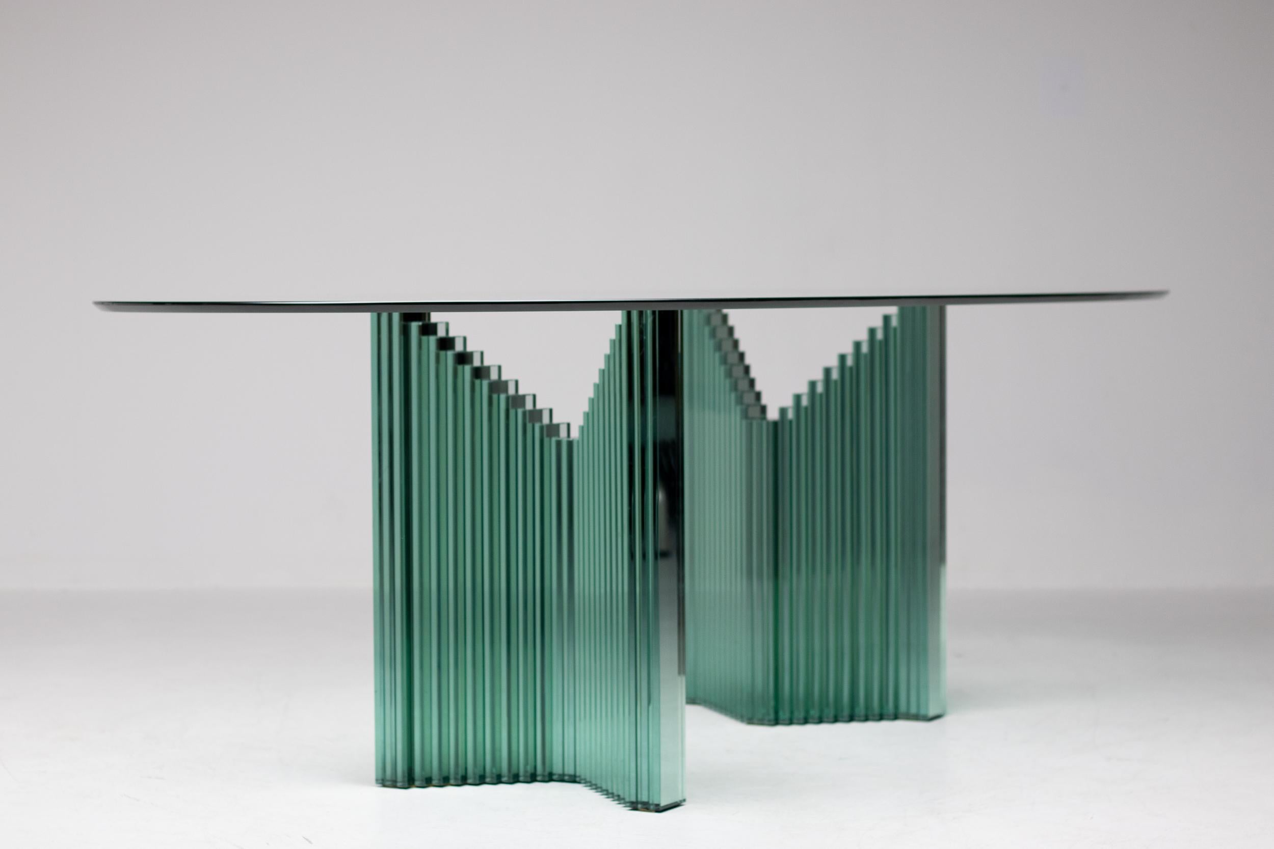 Late 20th Century Large Oval Glass Dining Table by Luigi Massoni