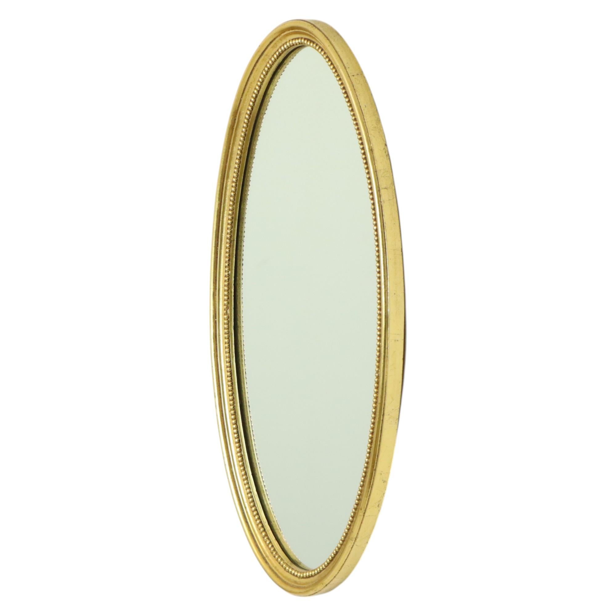 Large Oval Gold Mirror Hollywood Regency Style 70cm 5