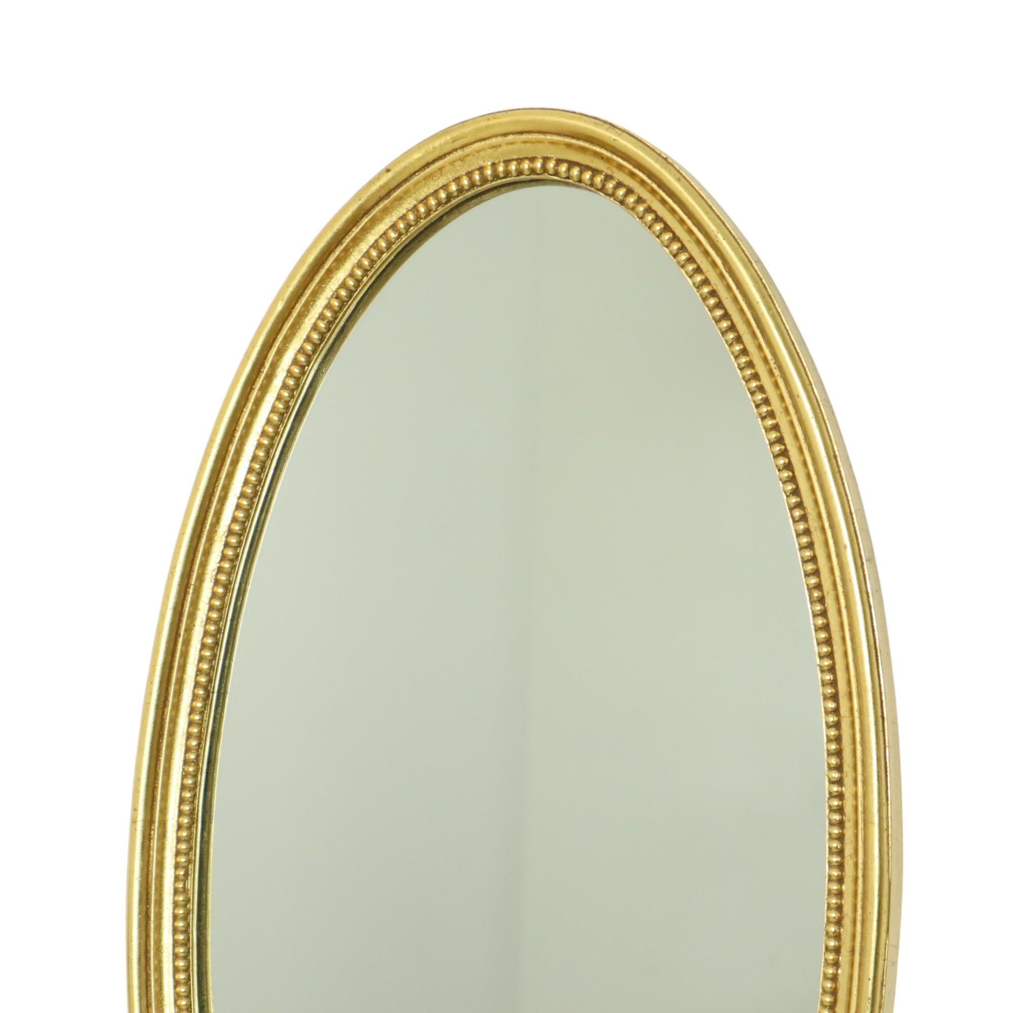 Belgian Large Oval Gold Mirror Hollywood Regency Style 70cm
