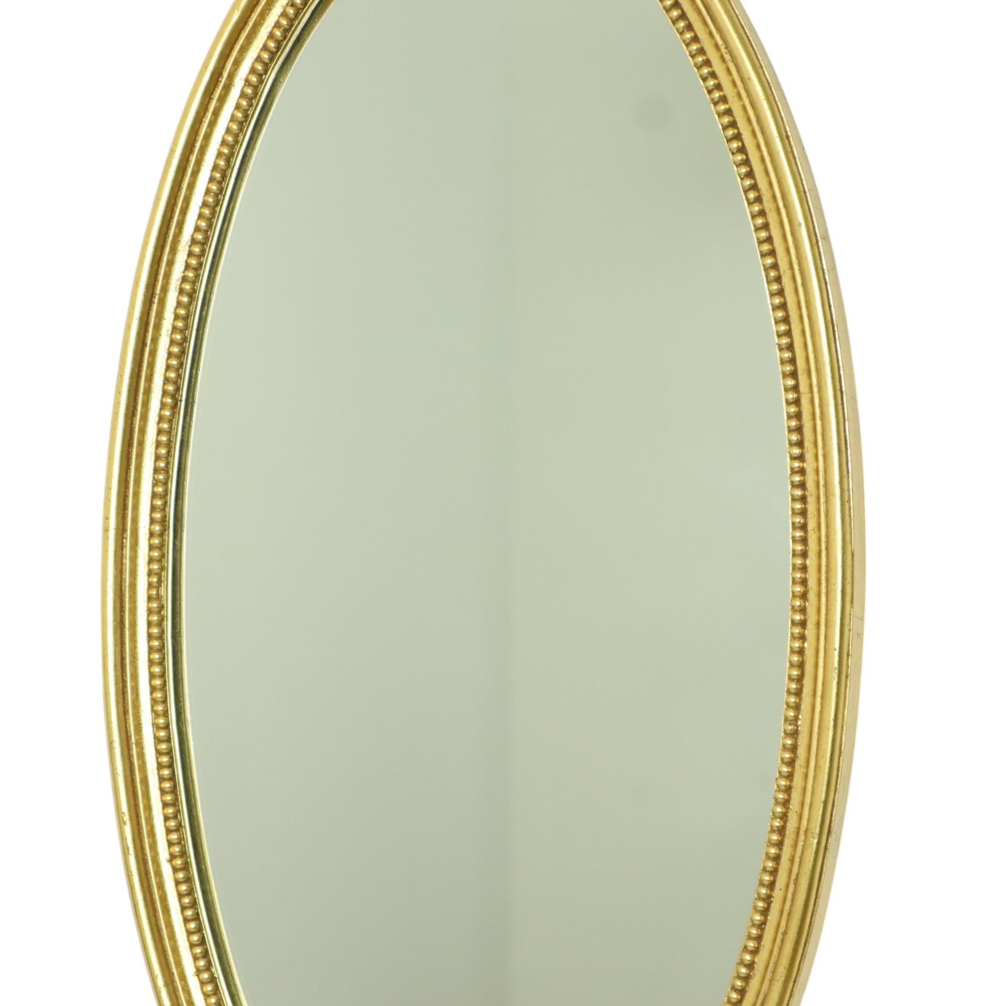 Large Oval Gold Mirror Hollywood Regency Style 70cm In Good Condition In Poperinge, BE
