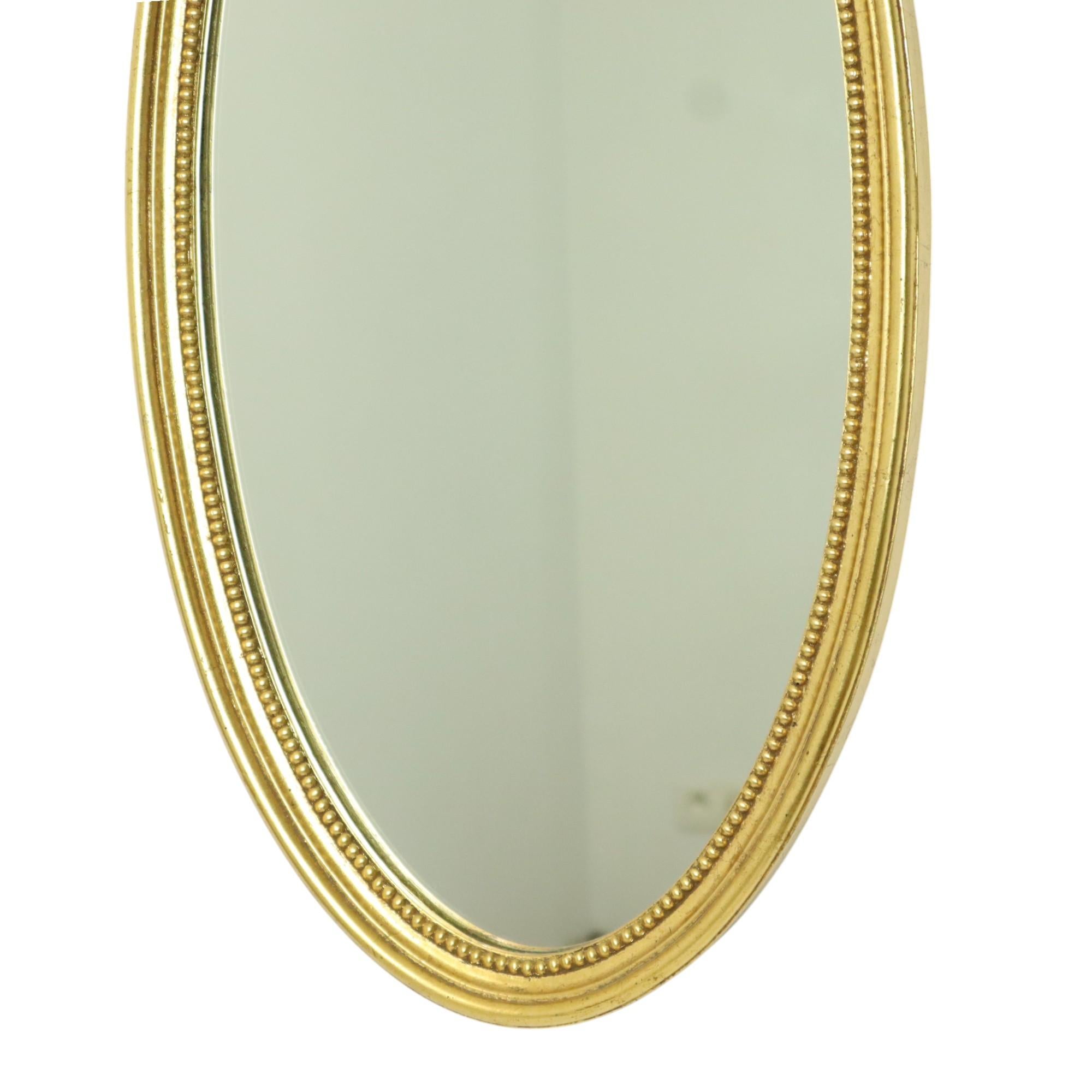 Mid-20th Century Large Oval Gold Mirror Hollywood Regency Style 70cm