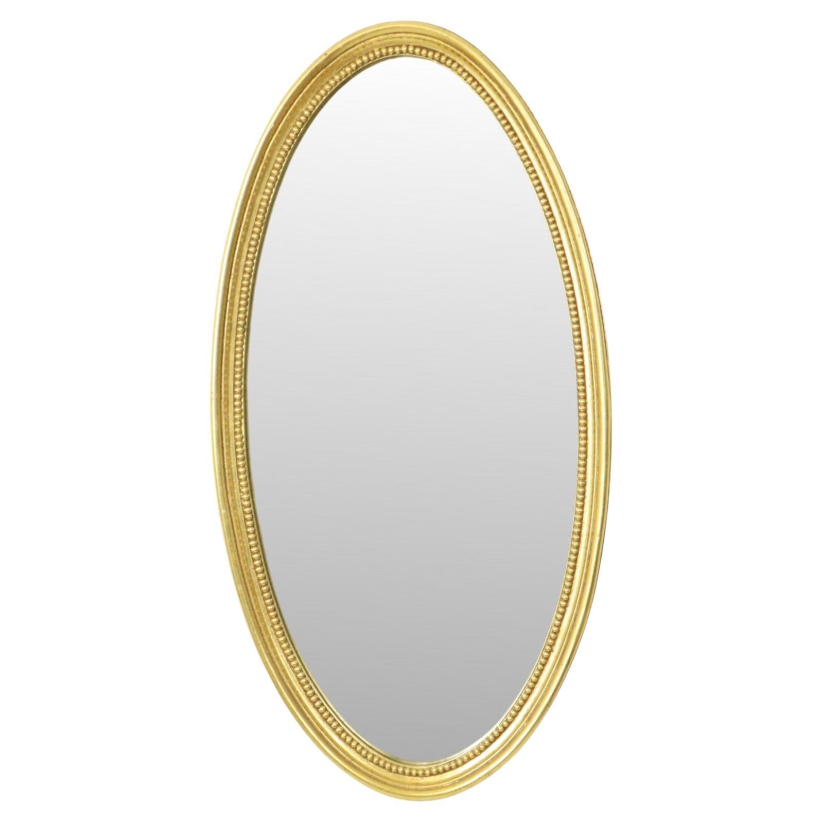 Large Oval Gold Mirror Hollywood Regency Style 70cm