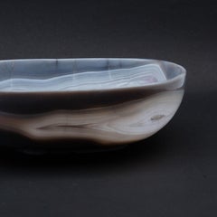 Large Oval Hand Carved Agate Bowl