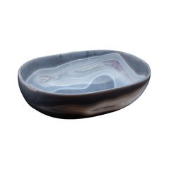 Large Oval Hand Carved Agate Bowl