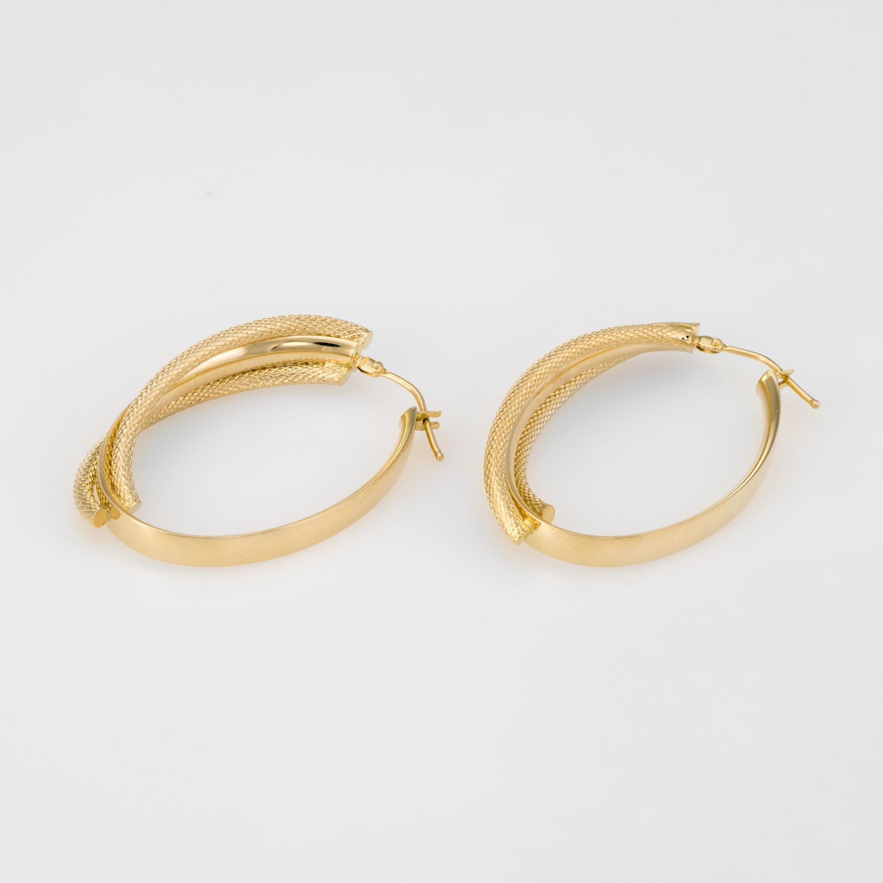 Modern Large Oval Hoop Earrings Estate 14 Karat Yellow Gold Italy Vintage Fine Jewelry