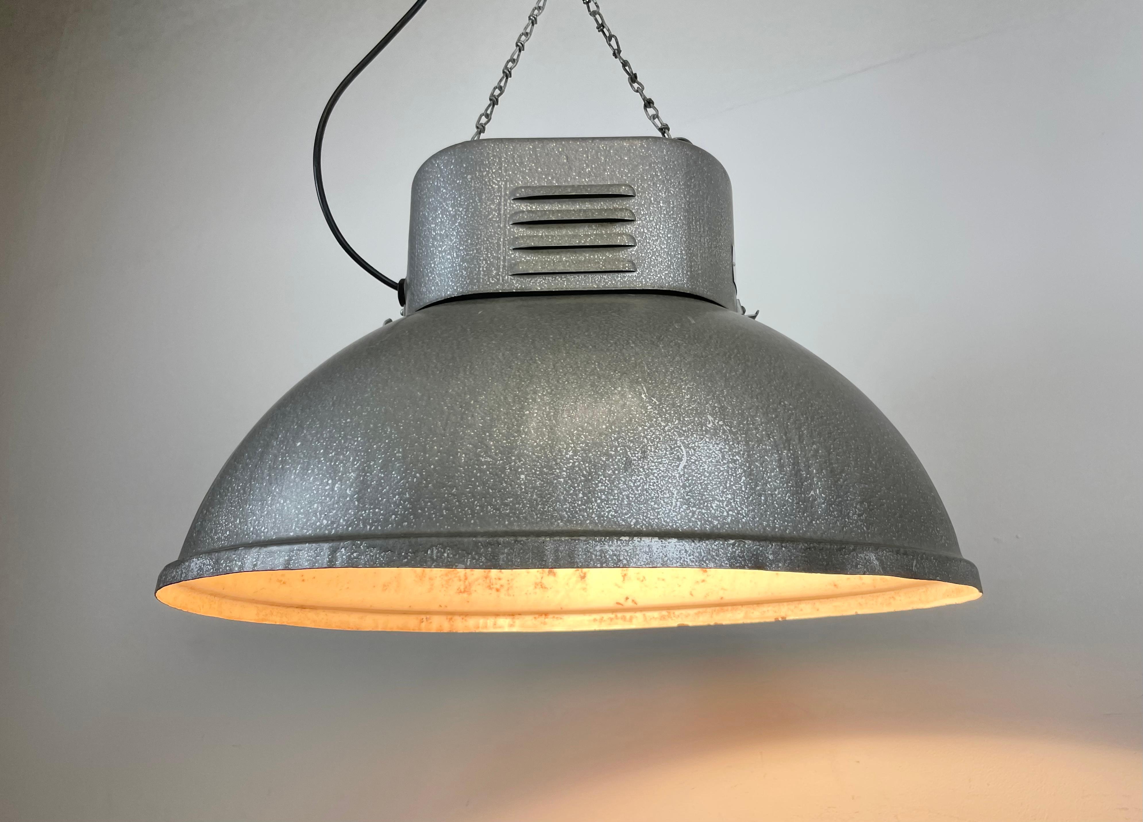 Large Oval Industrial Polish Factory Pendant Lamp from Predom Mesko, 1970s For Sale 4