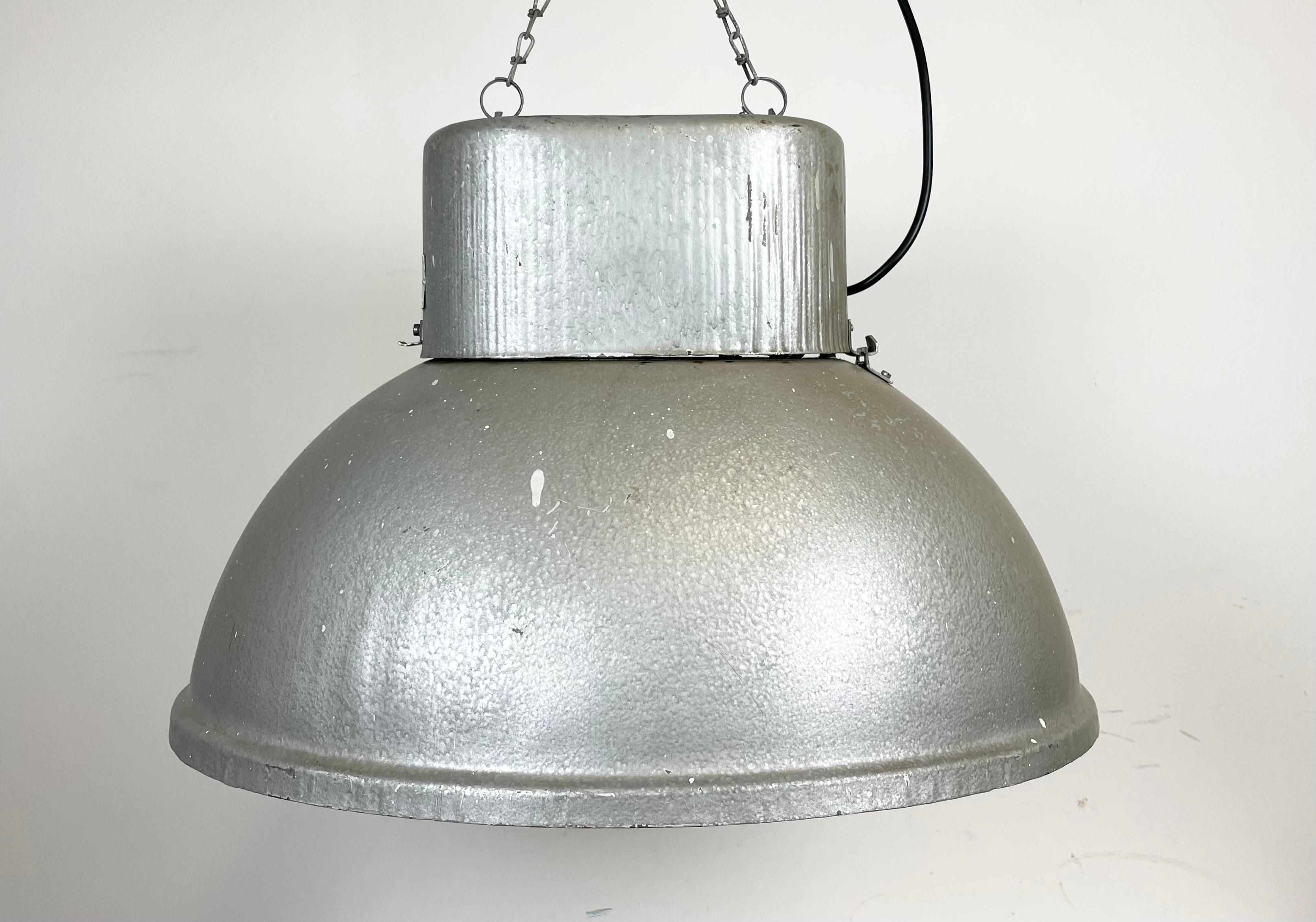 Lacquered Large Oval Industrial Polish Factory Pendant Lamp from Predom Mesko, 1970s For Sale