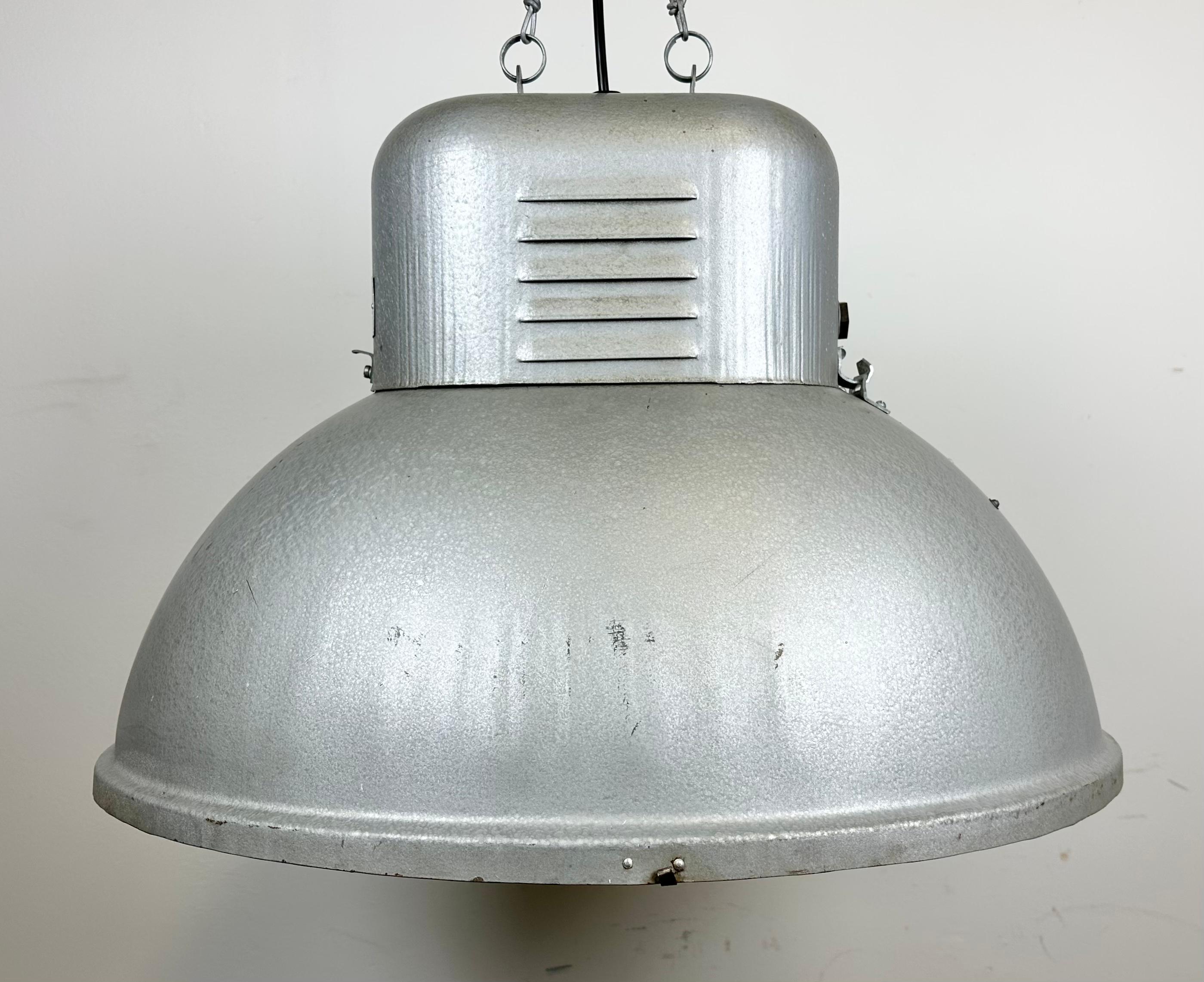 Lacquered Large Oval Industrial Polish Factory Pendant Lamp from Predom Mesko, 1960s For Sale
