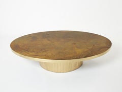 Large Oval Isabelle and Richard Faure Oxidized Brass Coffee Table, 1970s