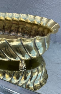 Large Oval ItalianScalloped Brass Footed Centerpiece