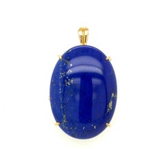 Large Oval Lapis Lazuli w/Pyrite Gold Pendant Brooch