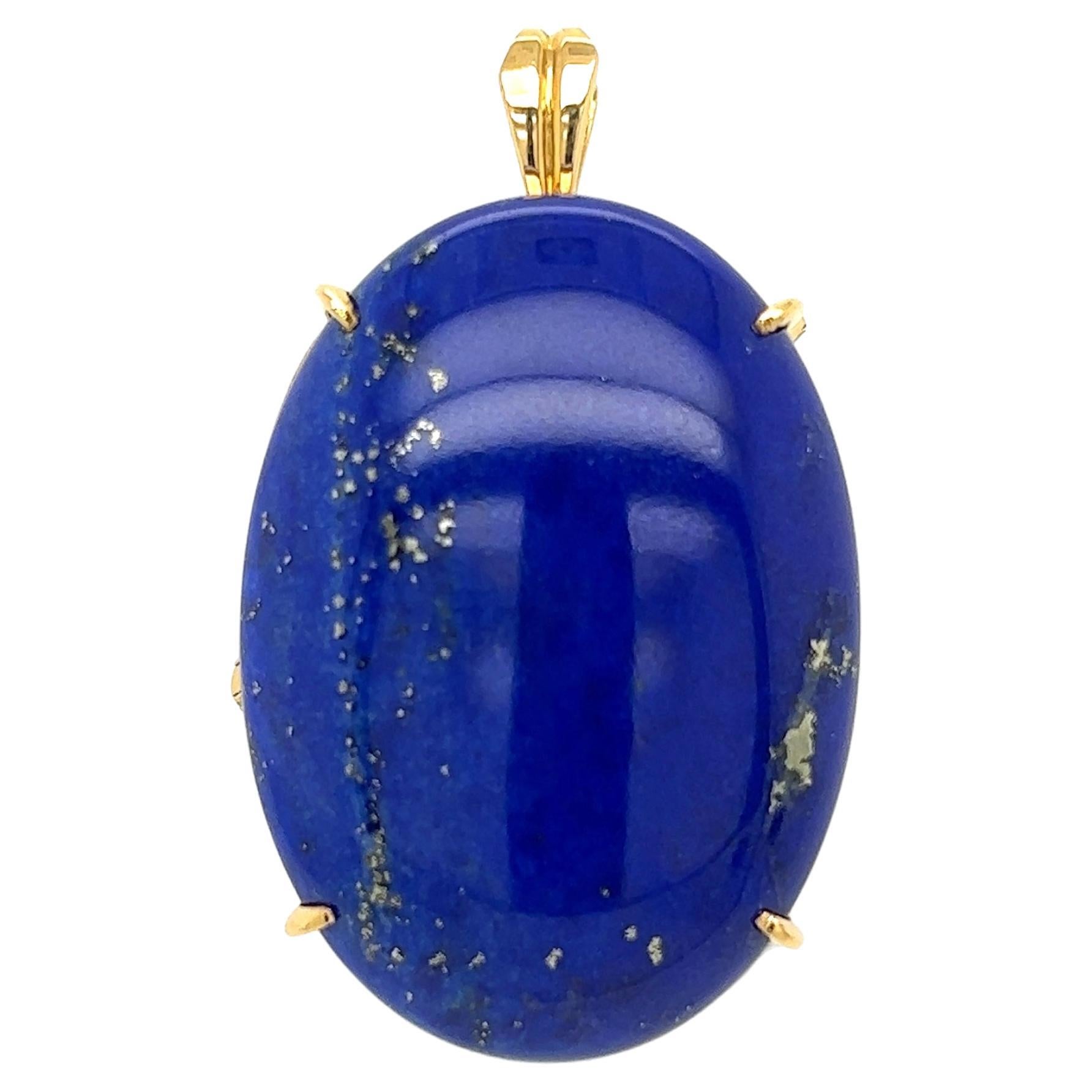 Large Oval Lapis Lazuli w/Pyrite Gold Pendant Brooch For Sale