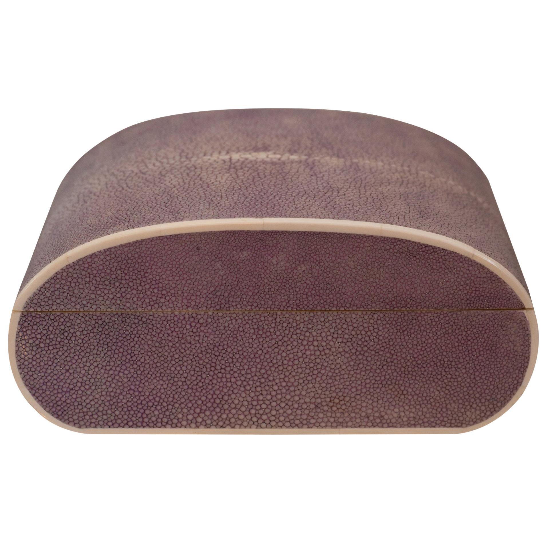 Large Oval Lavender Purple Authentic Shagreen Covered Box