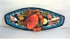 Large Oval Majolica Palissy Crab and Fish Wall Platter Vallauris, circa 1950