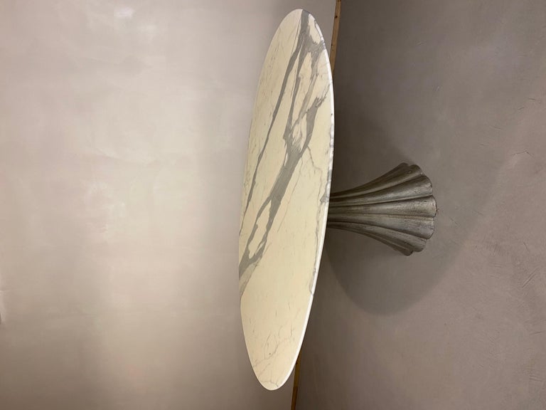 Large Oval Marble Dining Table with Iron Base For Sale at 1stDibs