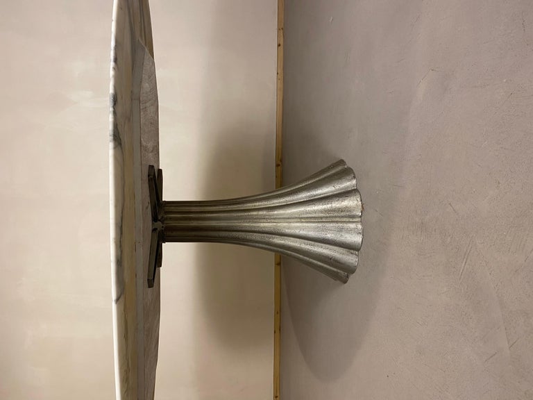 Large Oval Marble Dining Table with Iron Base For Sale at 1stDibs