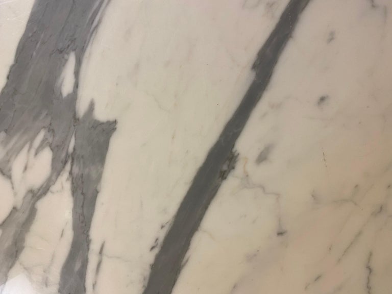 Large Oval Marble Dining Table with Iron Base For Sale at 1stDibs