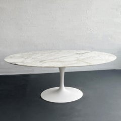 Large Oval Marble Tulip Dining Table By Eero Saarinen