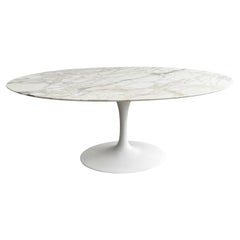 Large Oval Marble Tulip Dining Table By Eero Saarinen