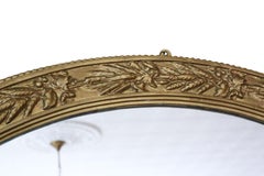 Large Oval Mid-19th Century Victorian Gilt Overmantle Wall Mirror