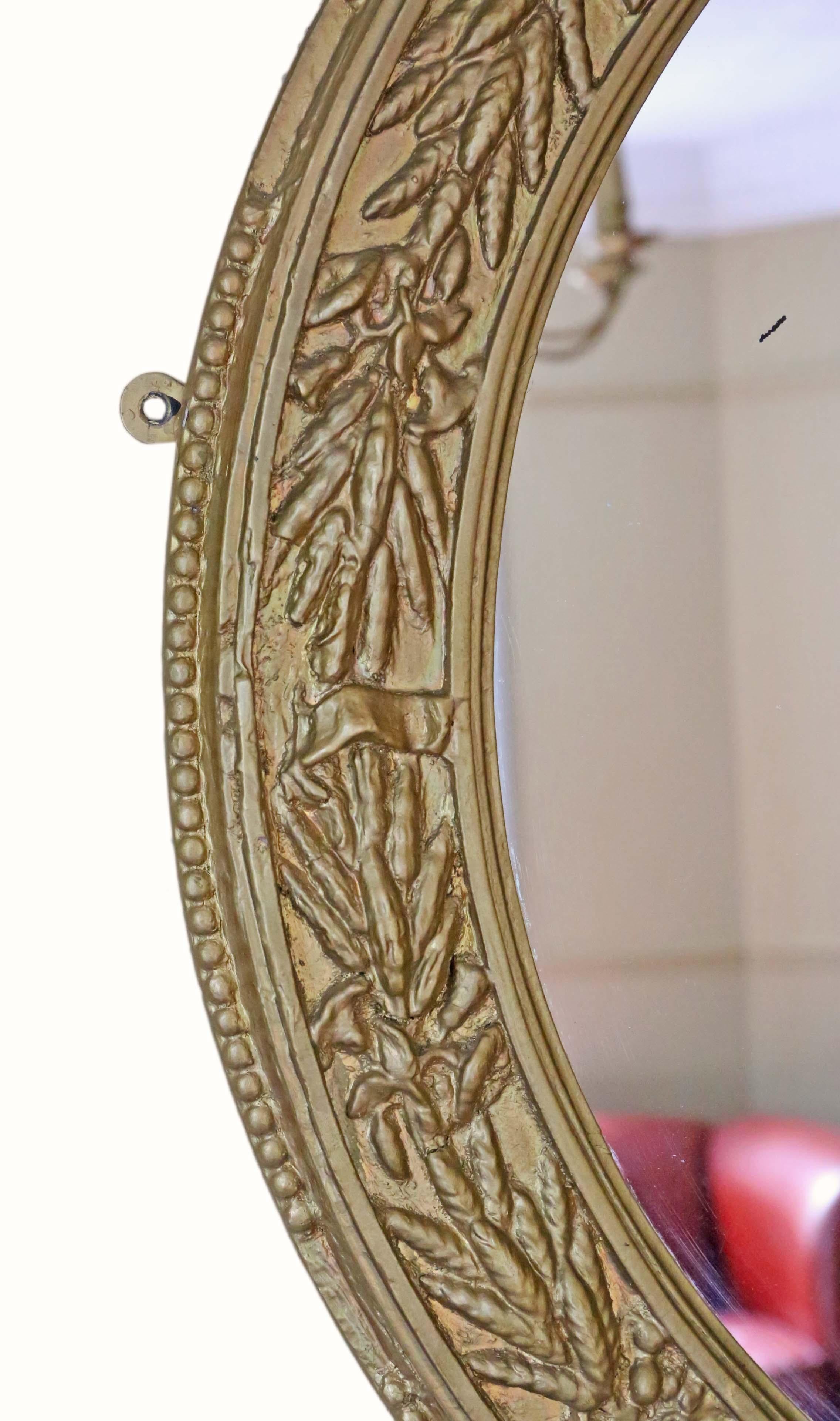 Large Oval Mid-19th Century Victorian Gilt Overmantle Wall Mirror In Good Condition In Wisbech, Cambridgeshire