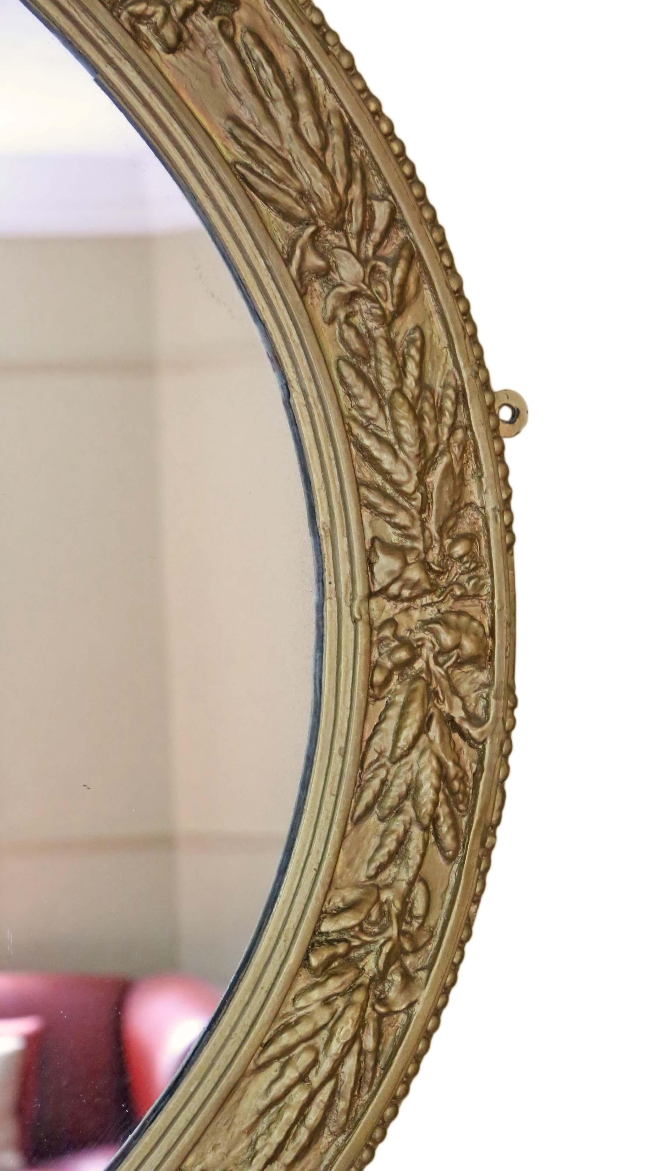 Giltwood Large Oval Mid-19th Century Victorian Gilt Overmantle Wall Mirror