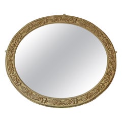 Antique Large Oval Mid-19th Century Victorian Gilt Overmantle Wall Mirror