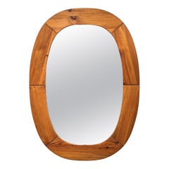 Large Oval Mid-Century Pine Wall Mirror, Glas Mäster Markaryd, Sweden, 1970s
