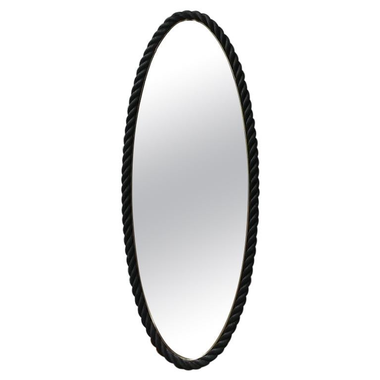 Large Oval MidCentury Rope Mirror by at 1stDibs