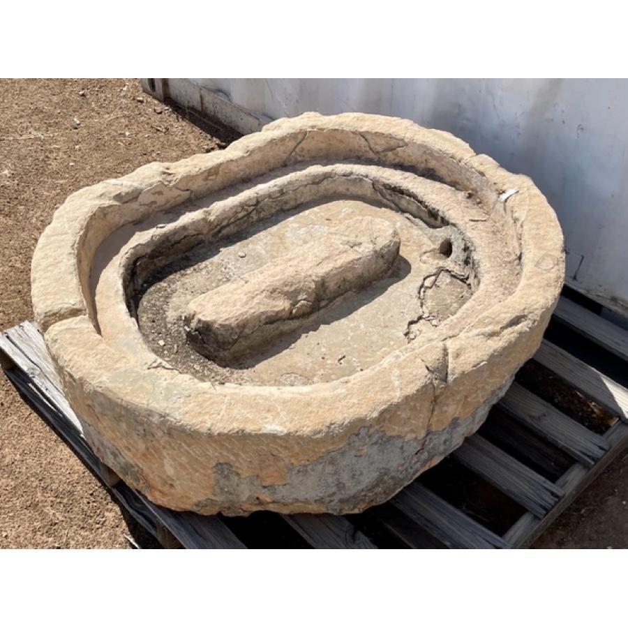 Large Oval Millsone Basin In Fair Condition For Sale In Scottsdale, AZ