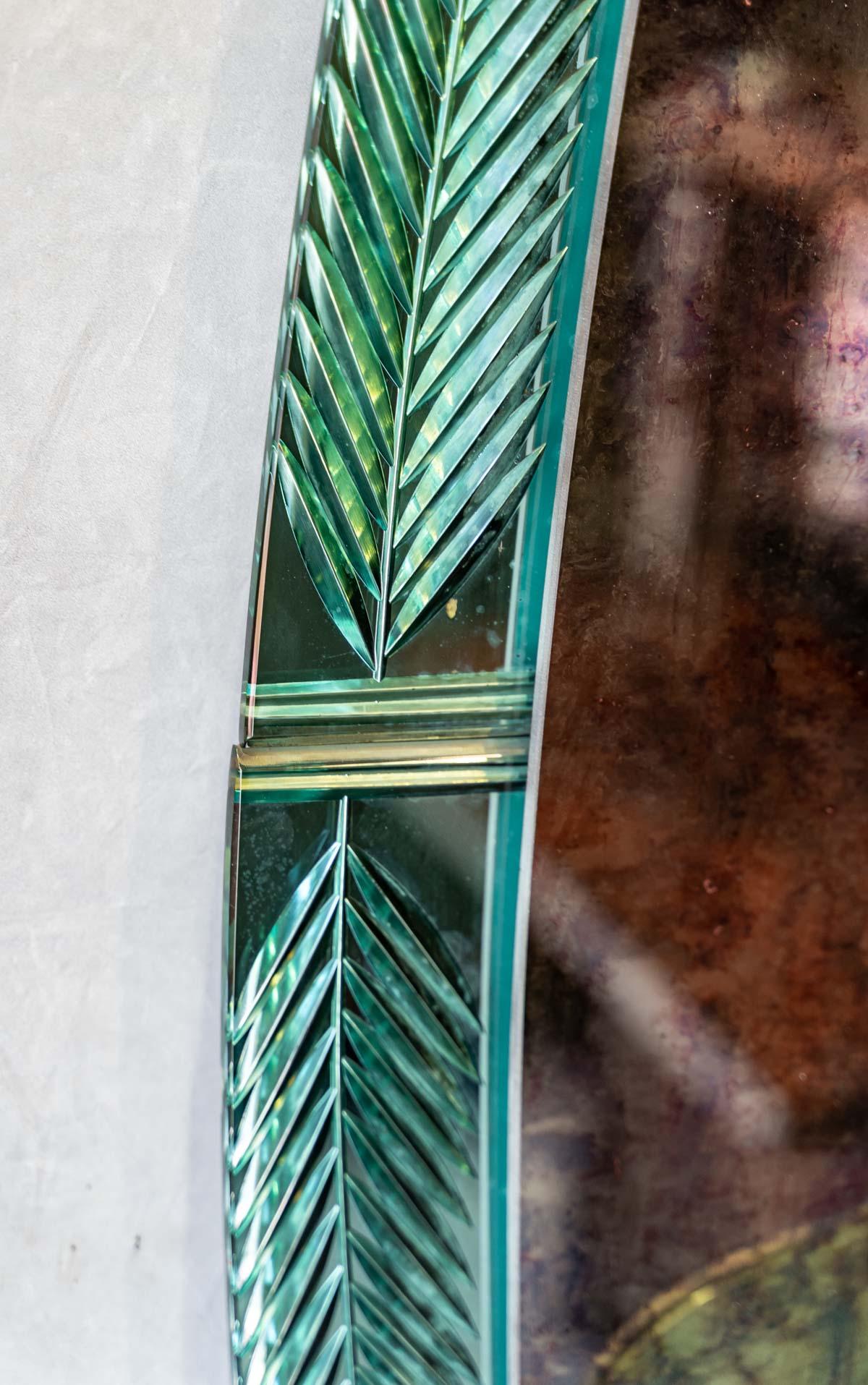 Große ovale Spiegel und seine Bronze-Konsole zu hängen - Double Tint - Zeitraum Art Deco im Angebot 1