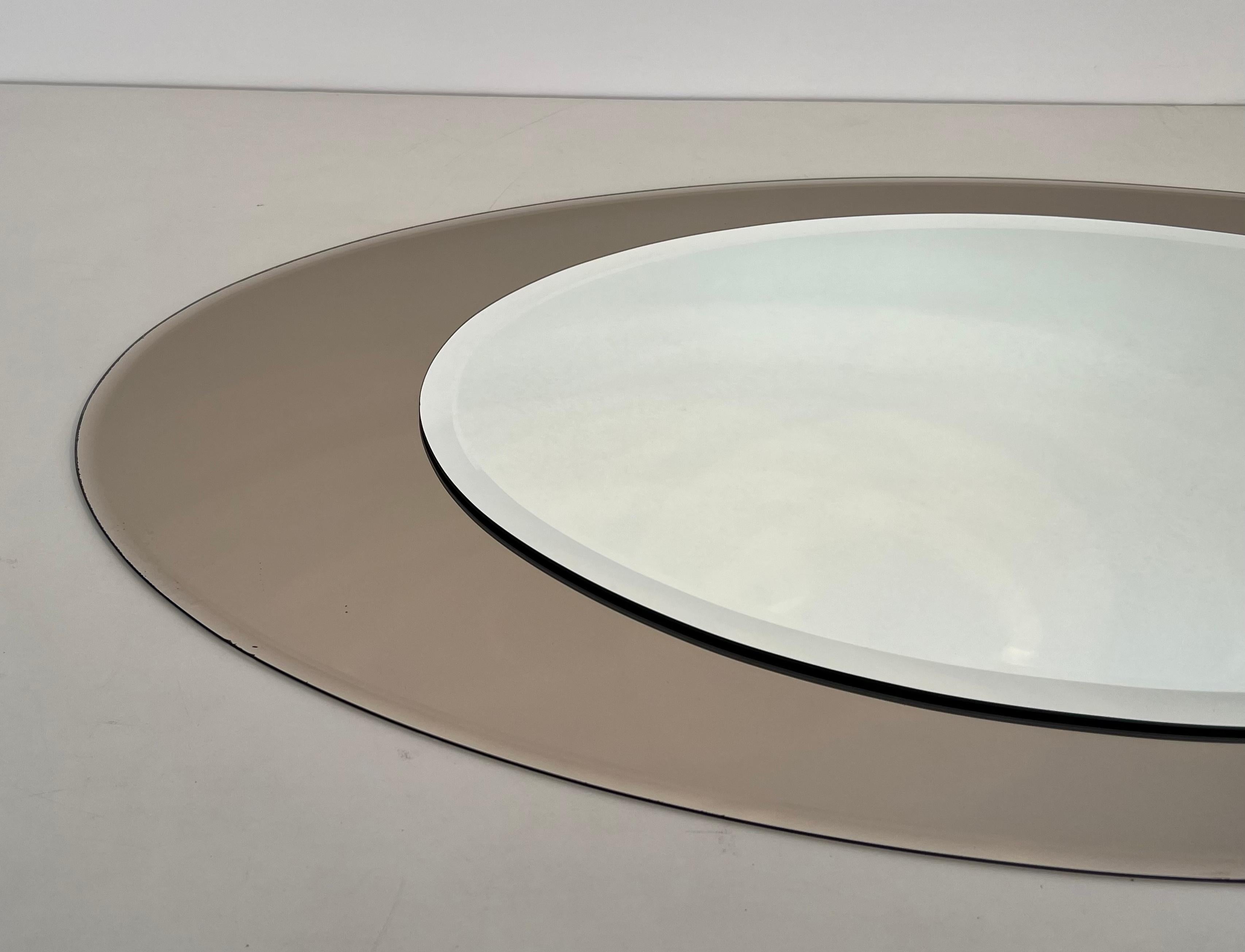 Espejo oval grande de Fontana Arte. Alrededor de 1970 Francés en venta