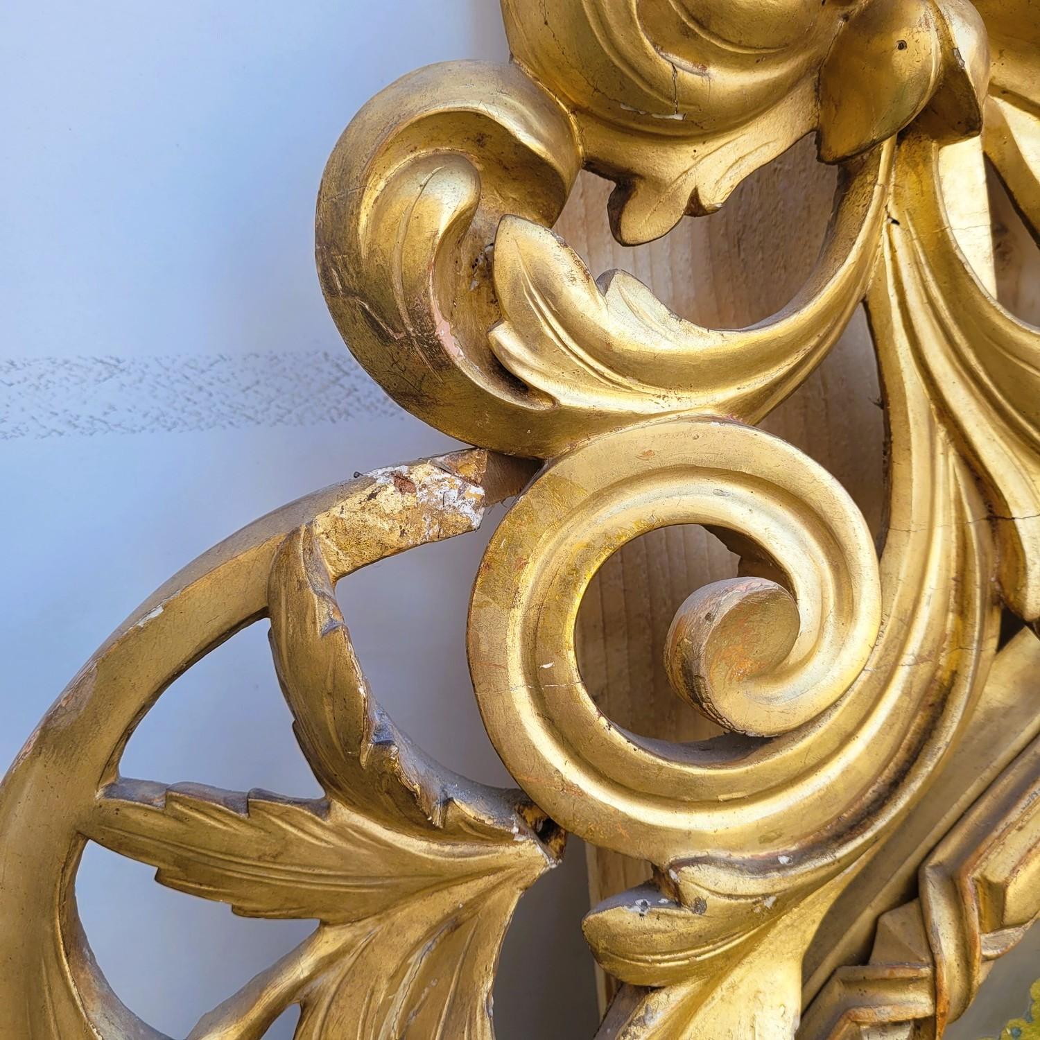 Grand miroir ovale en Wood Wood doré, Napoléon III, 19ème siècle en vente 3