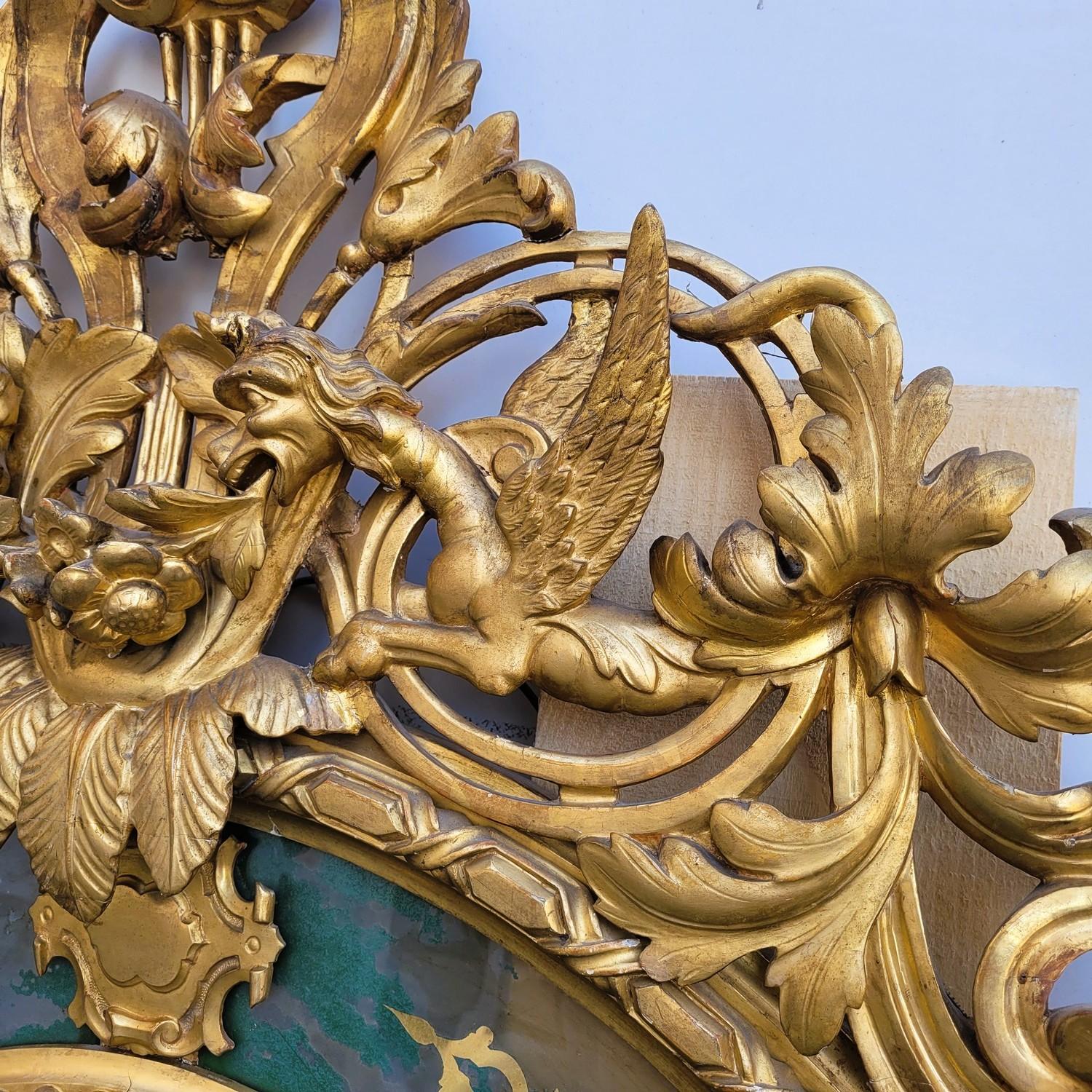 Grand miroir ovale en Wood Wood doré, Napoléon III, 19ème siècle en vente 4