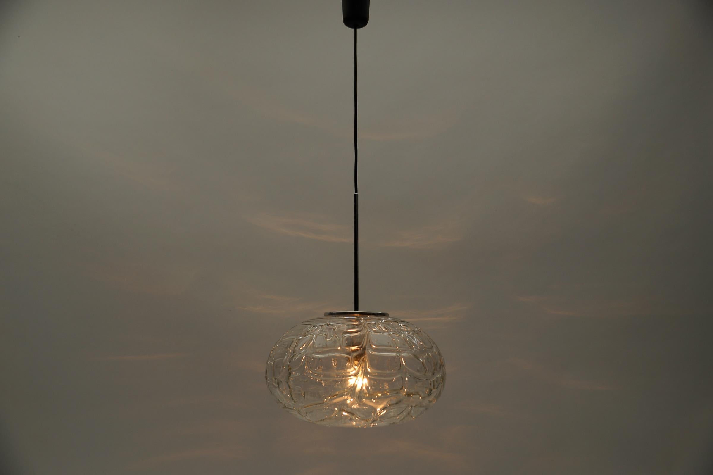 Mid-Century Modern Large Oval Murano Clear Glass Ball Pendant Lamp by Doria, 1960s Germany For Sale