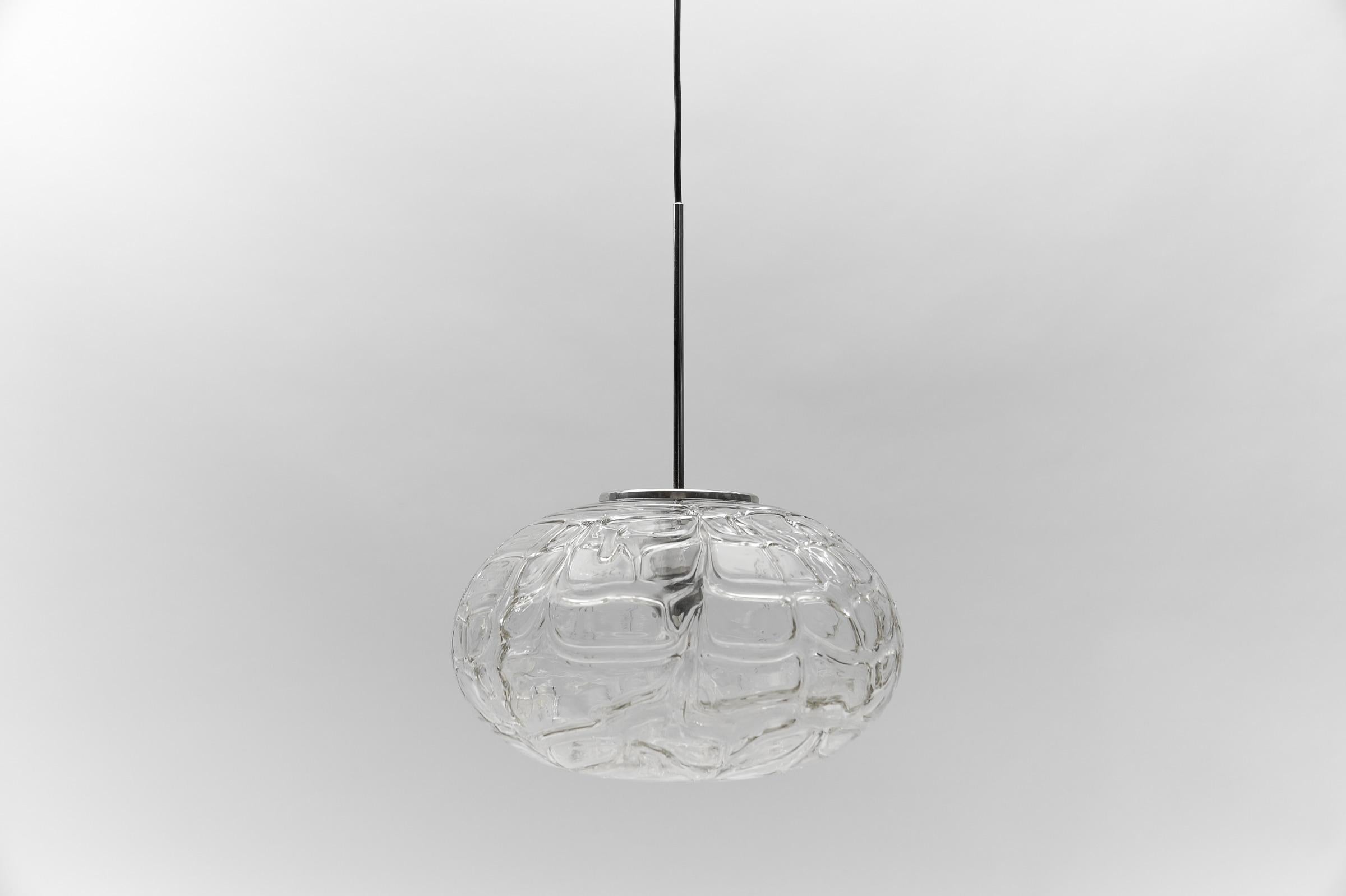 Large Oval Murano Clear Glass Ball Pendant Lamp by Doria, 1960s Germany In Good Condition For Sale In Nürnberg, Bayern