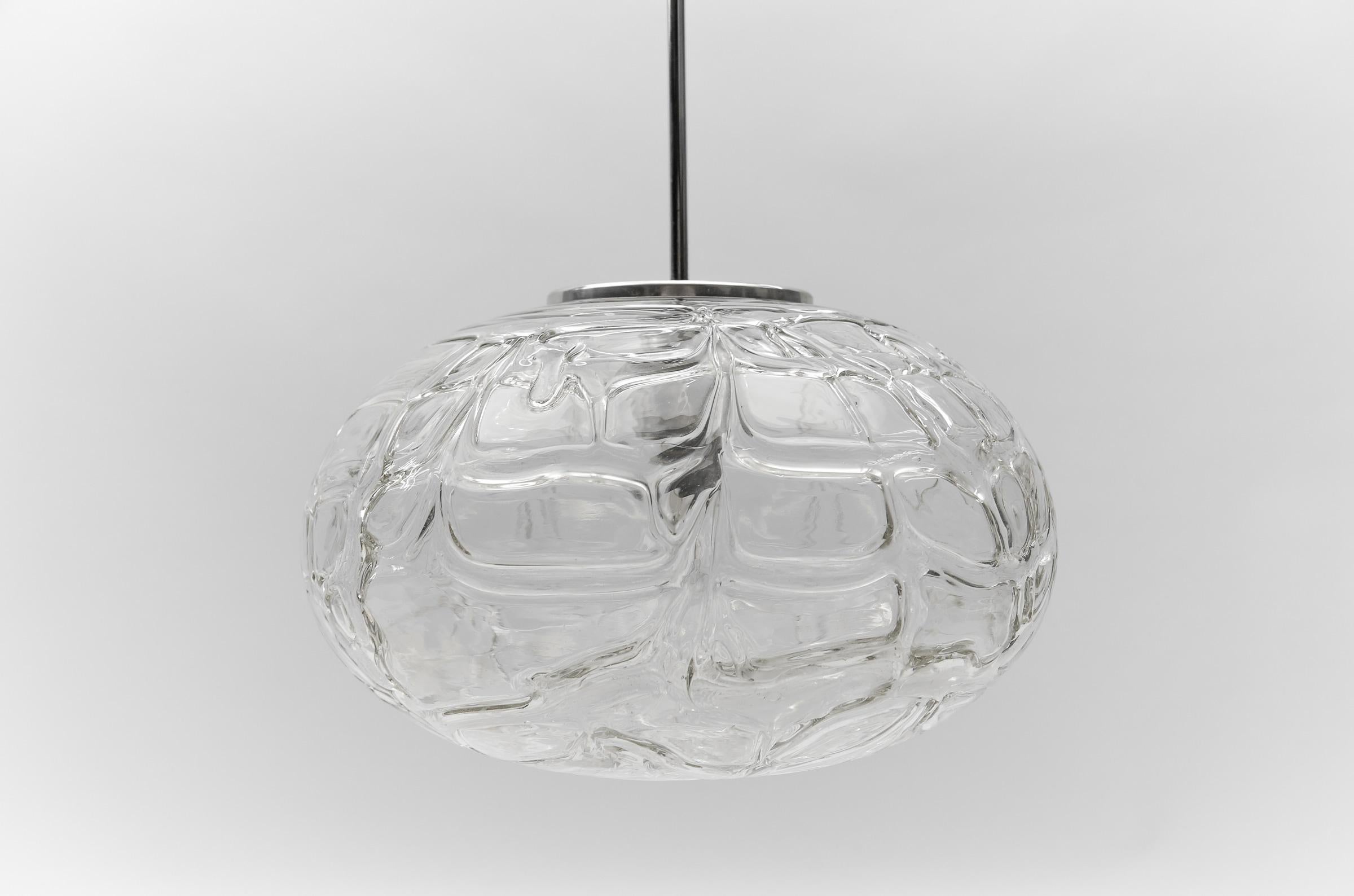 Mid-20th Century Large Oval Murano Clear Glass Ball Pendant Lamp by Doria, 1960s Germany For Sale