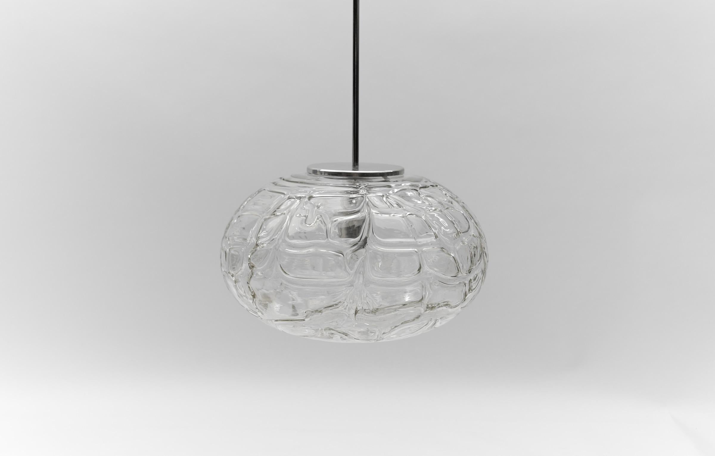 Large Oval Murano Clear Glass Ball Pendant Lamp by Doria, 1960s Germany For Sale 2