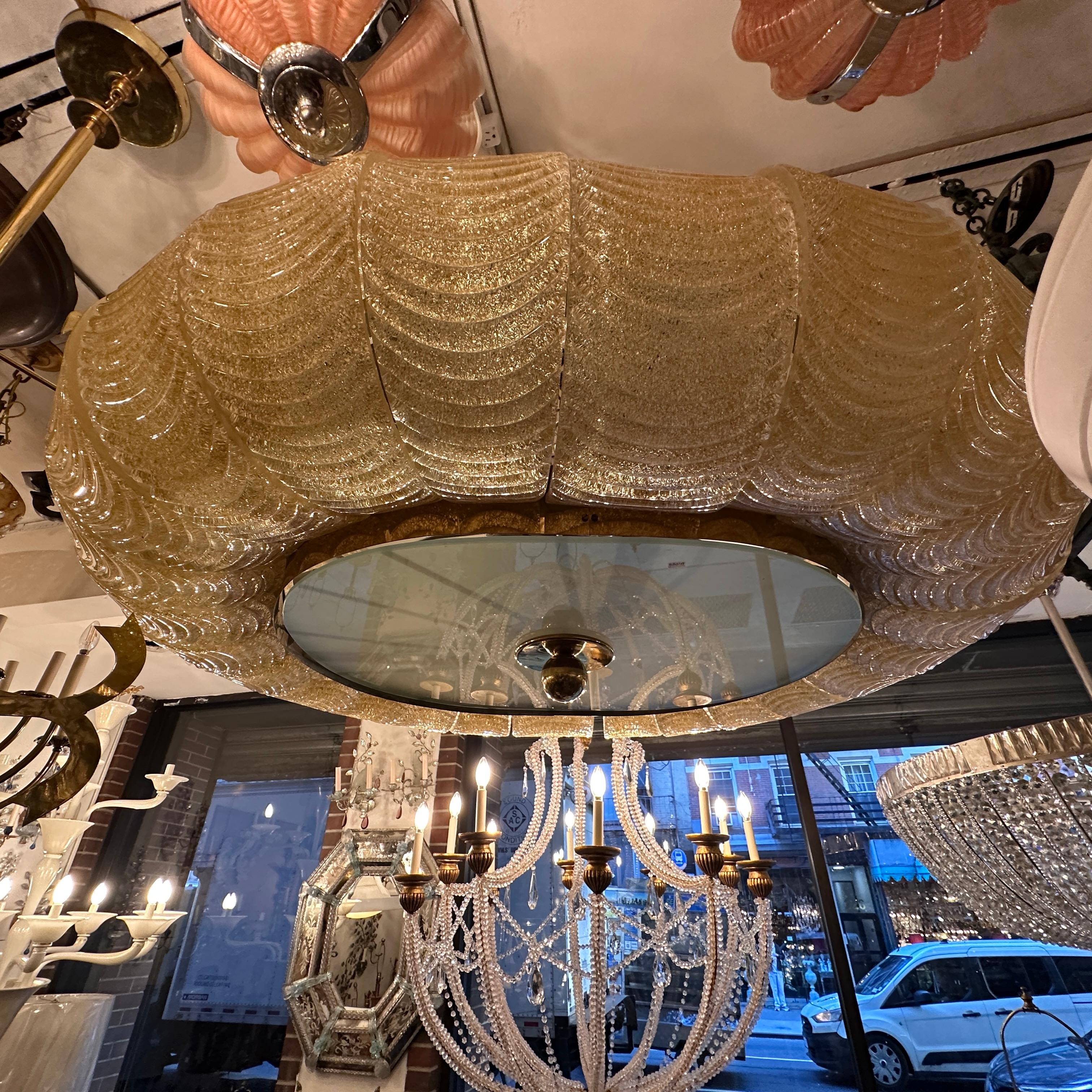 Mid-20th Century Large Oval Murano Light Fixture For Sale