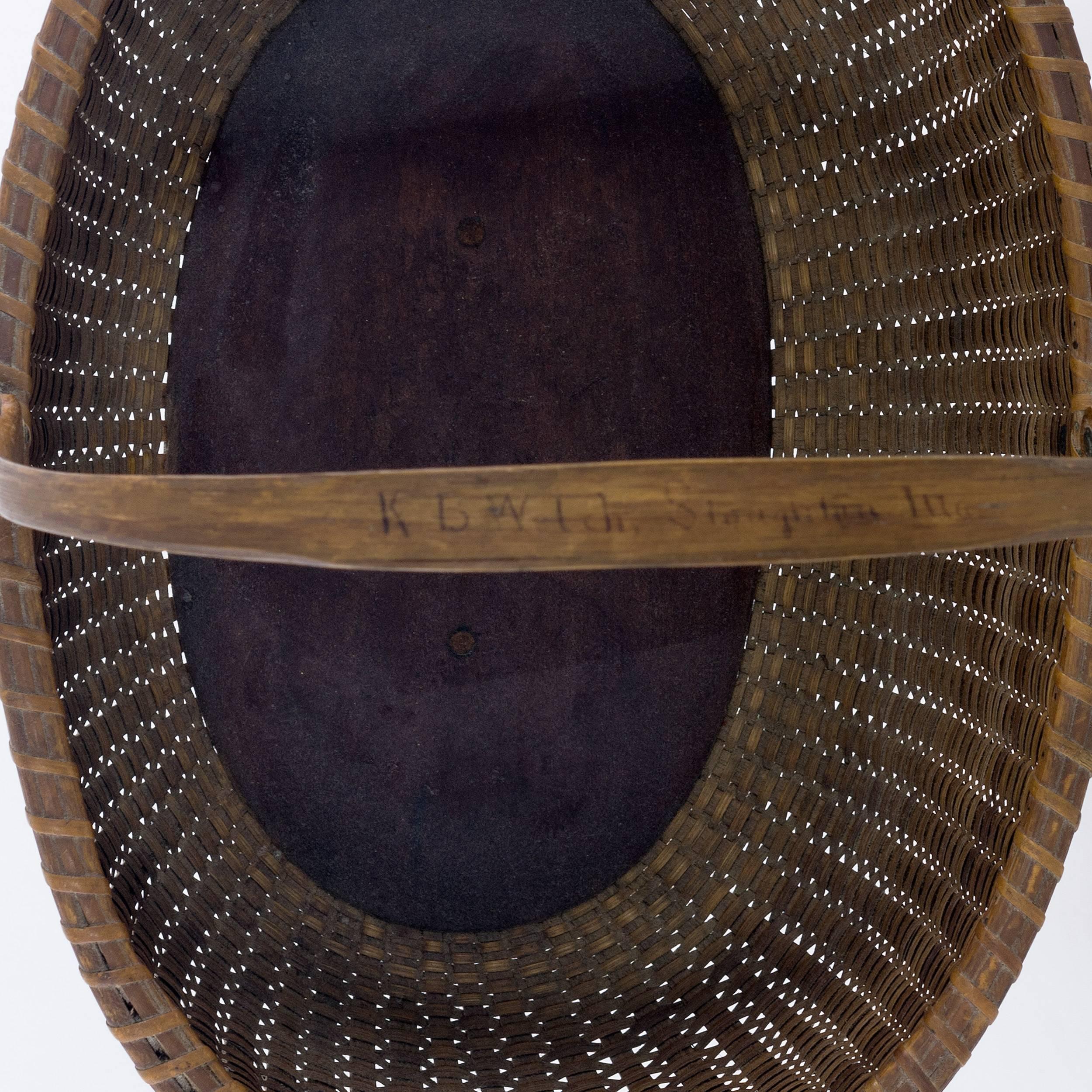 Folk Art Large Oval Nantucket Lightship Basket, 19th Century