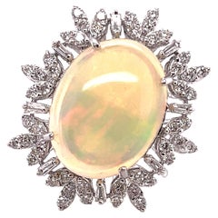 Large Oval Opal and Diamond Cocktail Ring