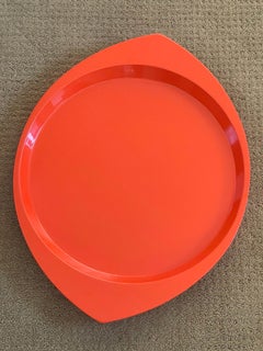 Large Oval Orange Lacquer Tray by Jens Quistgaard for Dansk, Early Production
