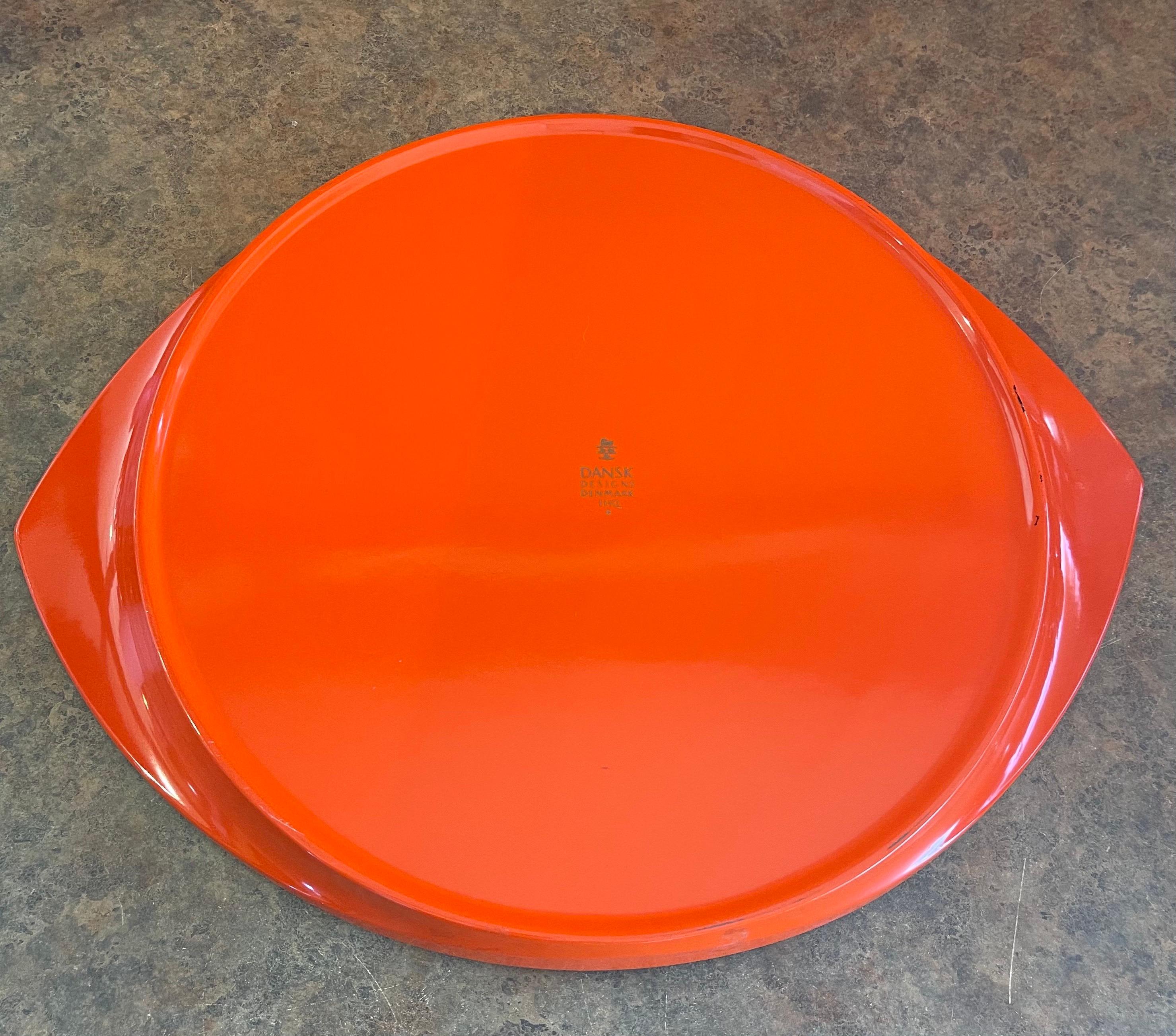 Maple Large Oval Orange Lacquer Tray by Jens Quistgaard for Dansk, Early Production