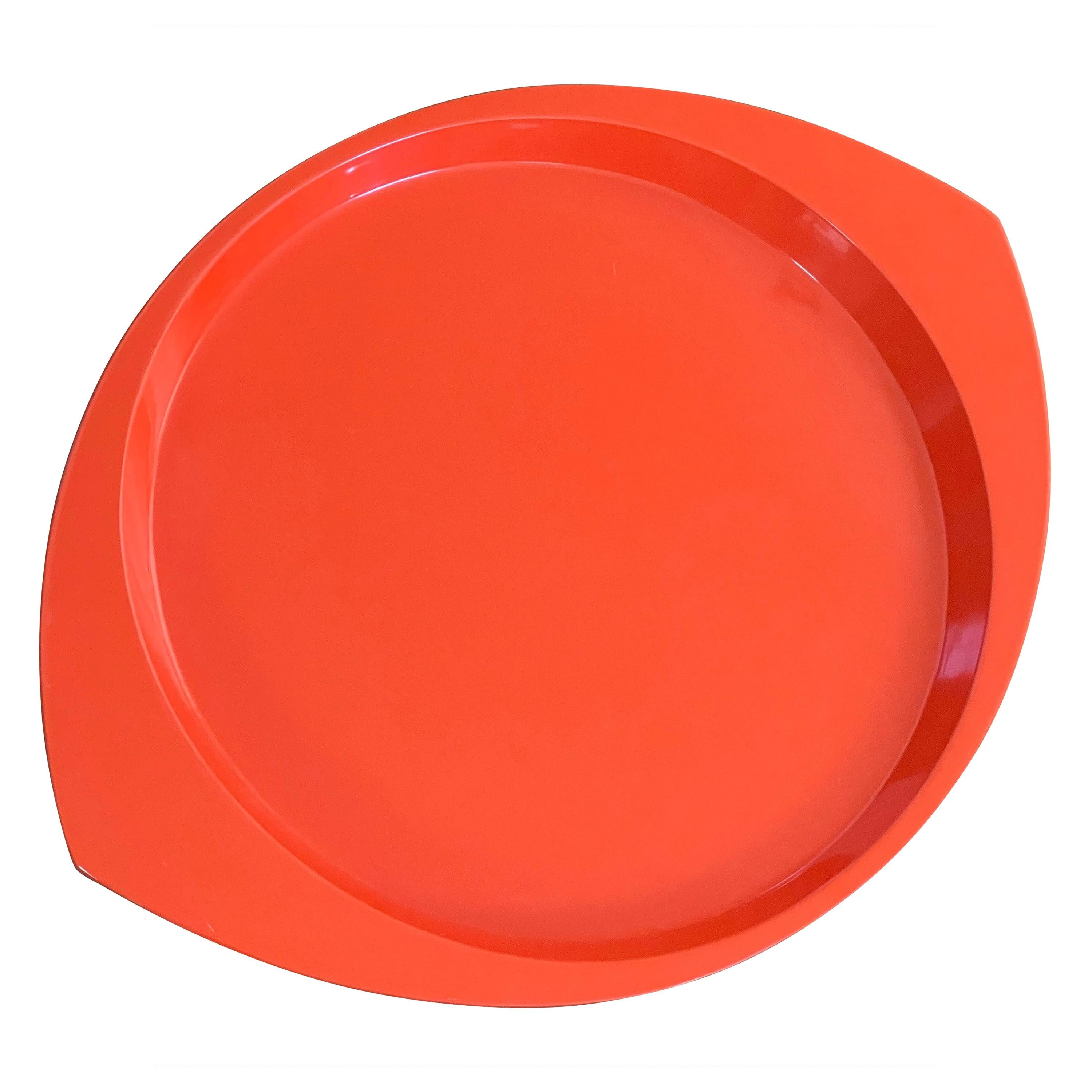 Large Oval Orange Lacquer Tray by Jens Quistgaard for Dansk, Early Production